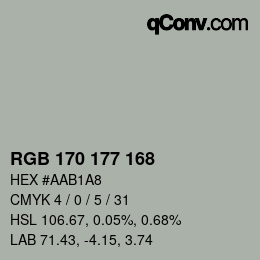 カラーコード: RGB 170 177 168 | qconv.com