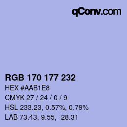 カラーコード: RGB 170 177 232 | qconv.com