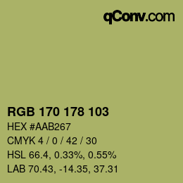 Color code: RGB 170 178 103 | qconv.com