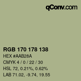 Farbcode: RGB 170 178 138 | qconv.com