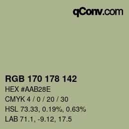 Color code: RGB 170 178 142 | qconv.com