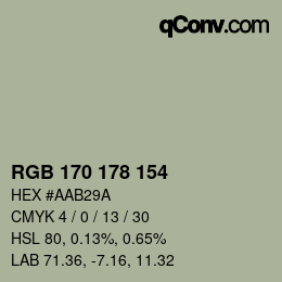 Farbcode: RGB 170 178 154 | qconv.com