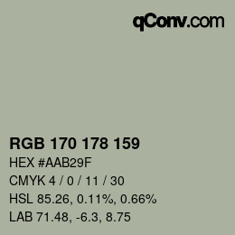 Farbcode: RGB 170 178 159 | qconv.com