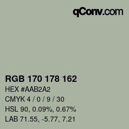 Color code: RGB 170 178 162 | qconv.com