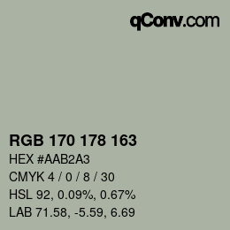 Color code: RGB 170 178 163 | qconv.com