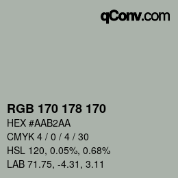 Color code: RGB 170 178 170 | qconv.com