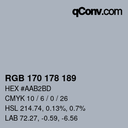 Code couleur: RGB 170 178 189 | qconv.com