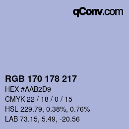 Color code: RGB 170 178 217 | qconv.com