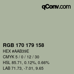Farbcode: RGB 170 179 158 | qconv.com