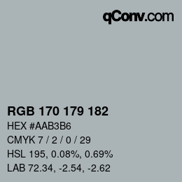 Color code: RGB 170 179 182 | qconv.com