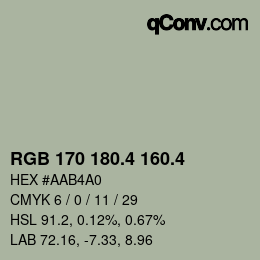 カラーコード: RGB 170 180.4 160.4 | qconv.com