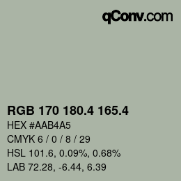 カラーコード: RGB 170 180.4 165.4 | qconv.com