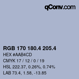 カラーコード: RGB 170 180.4 205.4 | qconv.com