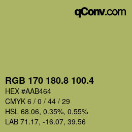カラーコード: RGB 170 180.8 100.4 | qconv.com