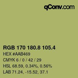 カラーコード: RGB 170 180.8 105.4 | qconv.com
