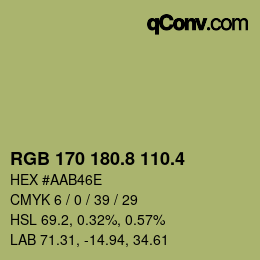カラーコード: RGB 170 180.8 110.4 | qconv.com