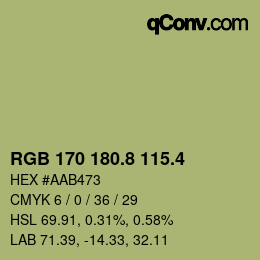 カラーコード: RGB 170 180.8 115.4 | qconv.com