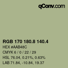 カラーコード: RGB 170 180.8 140.4 | qconv.com