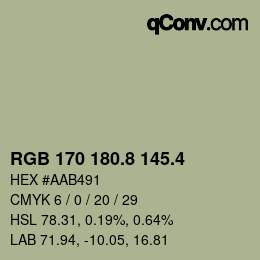 カラーコード: RGB 170 180.8 145.4 | qconv.com