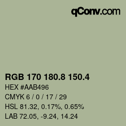 カラーコード: RGB 170 180.8 150.4 | qconv.com