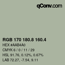 カラーコード: RGB 170 180.8 160.4 | qconv.com