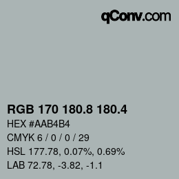 カラーコード: RGB 170 180.8 180.4 | qconv.com