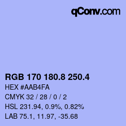 カラーコード: RGB 170 180.8 250.4 | qconv.com