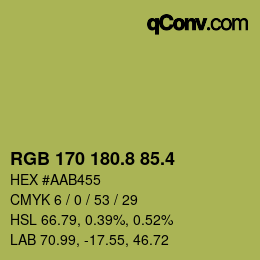 カラーコード: RGB 170 180.8 85.4 | qconv.com