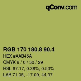 カラーコード: RGB 170 180.8 90.4 | qconv.com