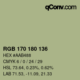 カラーコード: RGB 170 180 136 | qconv.com