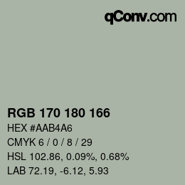 Color code: RGB 170 180 166 | qconv.com