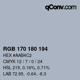 Código de color: RGB 170 180 194 | qconv.com