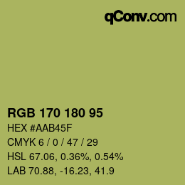 Color code: RGB 170 180 95 | qconv.com