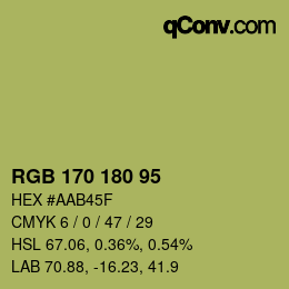 カラーコード: RGB 170 180 95 | qconv.com