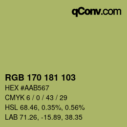 Color code: RGB 170 181 103 | qconv.com