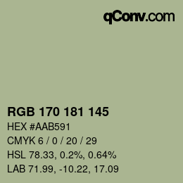 Color code: RGB 170 181 145 | qconv.com