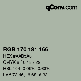 颜色代码: RGB 170 181 166 | qconv.com