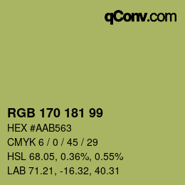 颜色代码: RGB 170 181 99 | qconv.com