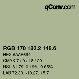 カラーコード: RGB 170 182.2 148.6 | qconv.com