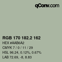 カラーコード: RGB 170 182.2 162 | qconv.com