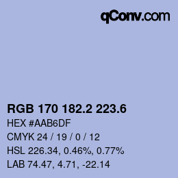 カラーコード: RGB 170 182.2 223.6 | qconv.com