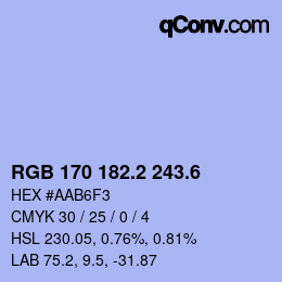 カラーコード: RGB 170 182.2 243.6 | qconv.com