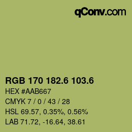 カラーコード: RGB 170 182.6 103.6 | qconv.com