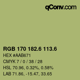 カラーコード: RGB 170 182.6 113.6 | qconv.com