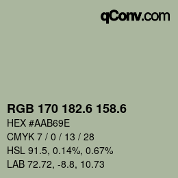 カラーコード: RGB 170 182.6 158.6 | qconv.com