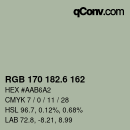カラーコード: RGB 170 182.6 162 | qconv.com