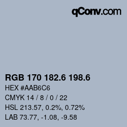 カラーコード: RGB 170 182.6 198.6 | qconv.com