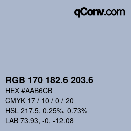 カラーコード: RGB 170 182.6 203.6 | qconv.com