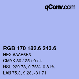 カラーコード: RGB 170 182.6 243.6 | qconv.com