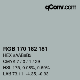 Color code: RGB 170 182 181 | qconv.com